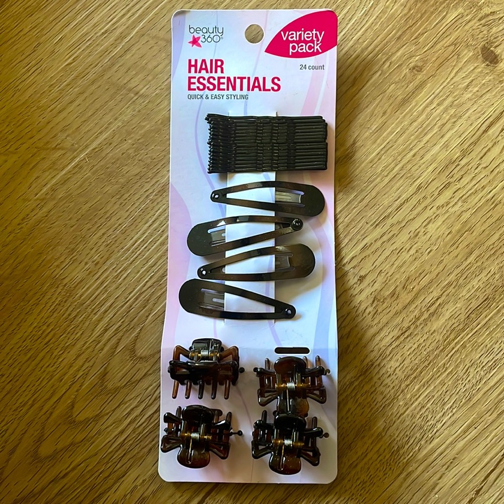 Brand new pack of assortment of hair clips, Bobby pins, claw clips, flat clips